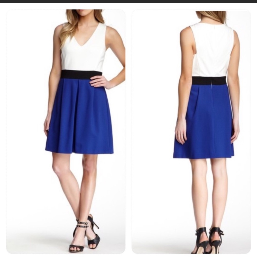Trina Turk Araceli Ponte Fit & Flare Colorblock Sleeveless Dress - Small